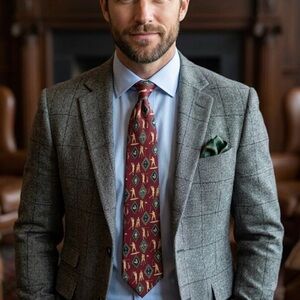 Tommy Hilfiger Tie Golf Print Burgundy